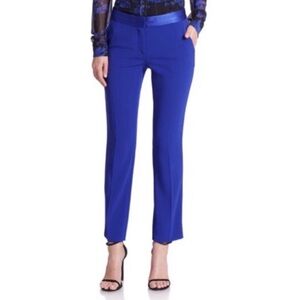 Diane Von Furstenberg Genesis Sapphire Blue Satin Trim Pants NWT